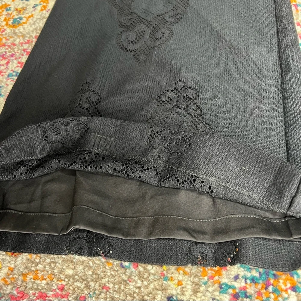 Kobi Halperin Black‎ Eyelet Wide Leg Lined Black Pants Sz Small